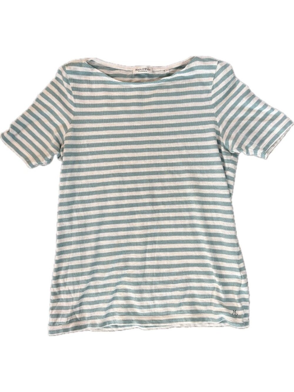 Marc O’Polo L Organic Cotton Tee Shirt Nautical Stripe Breton Bateau Neck Knit